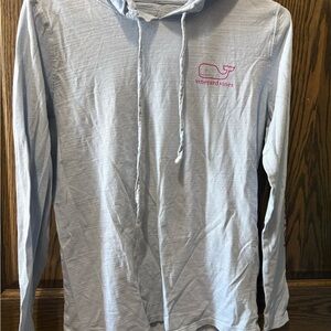 Vineyard Vines Heather blue Hoodie with Pink Whale